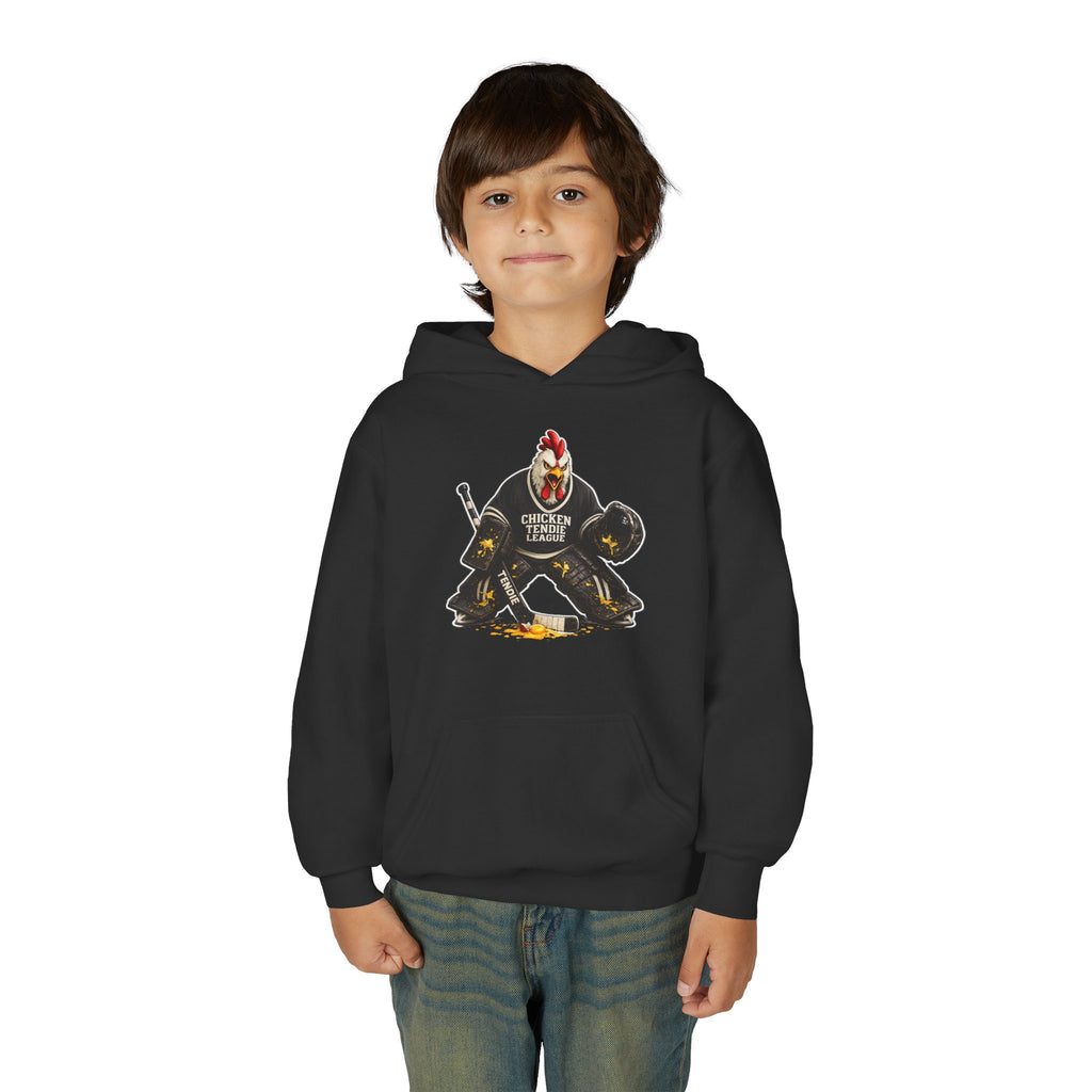 Chicken Tendie League Youth Hockey Goalie T-Shirt | Funny Youth Hockey Shirt