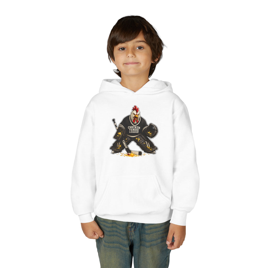 Chicken Tendie League Youth Hockey Goalie T-Shirt | Funny Youth Hockey Shirt