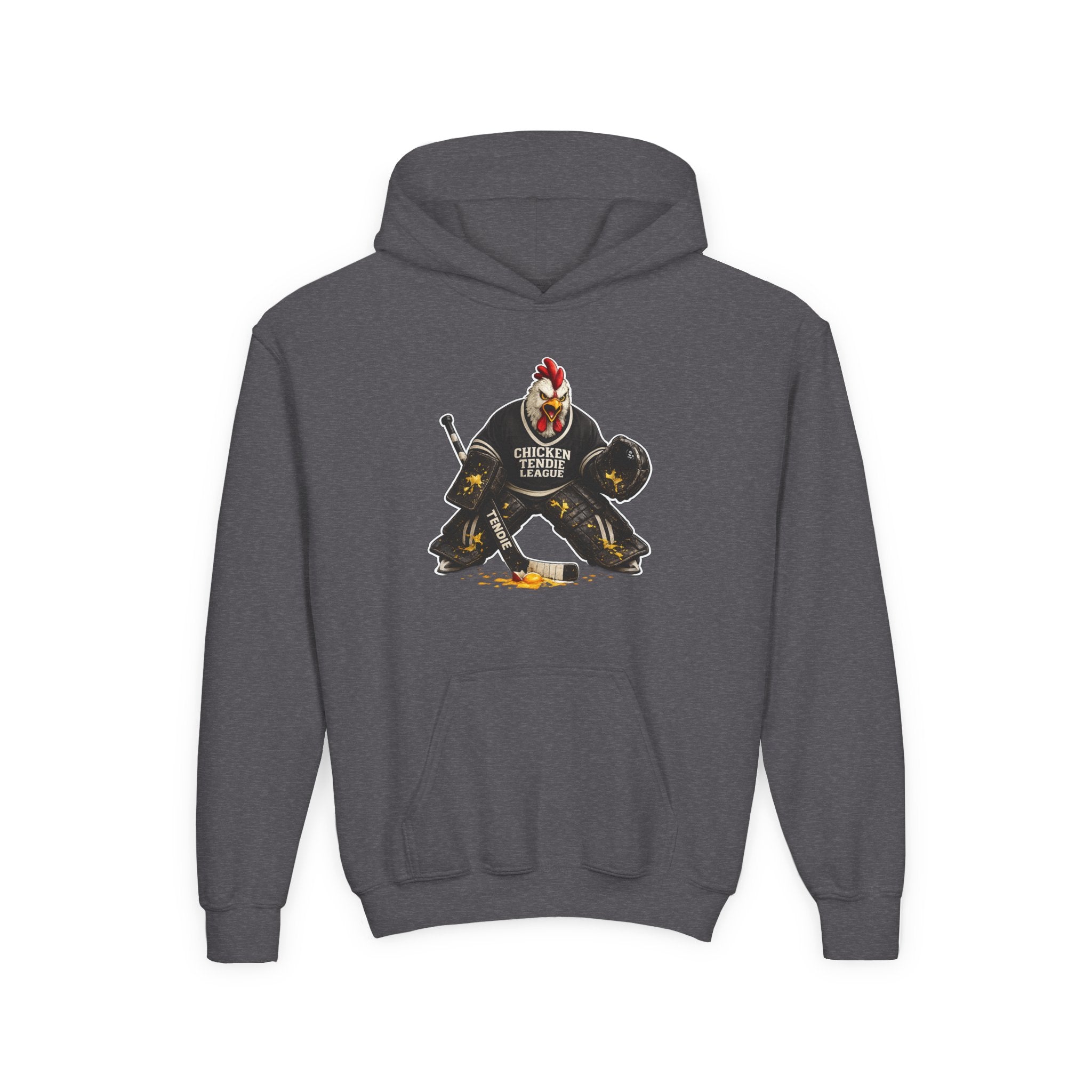 Chicken Tendie League Youth Hockey Goalie T-Shirt | Funny Youth Hockey Shirt