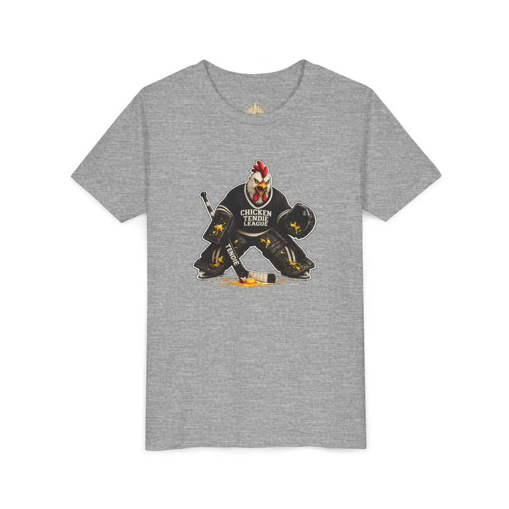 Chicken Tendie League Youth Hockey Goalie T-Shirt | Funny Youth Hockey Shirt