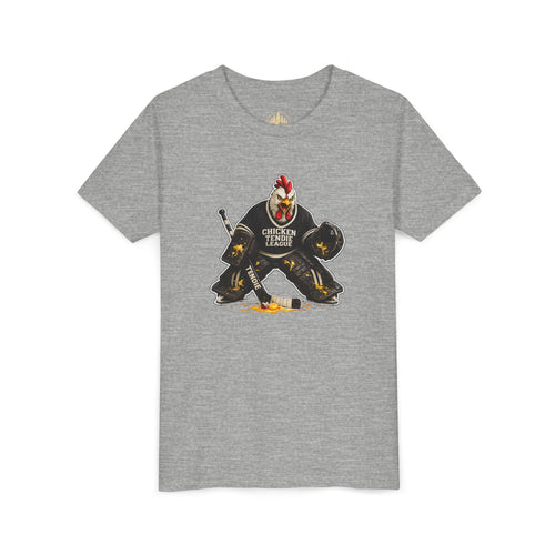 Chicken Tendie League Youth Hockey Goalie T-Shirt | Funny Youth Hockey Shirt