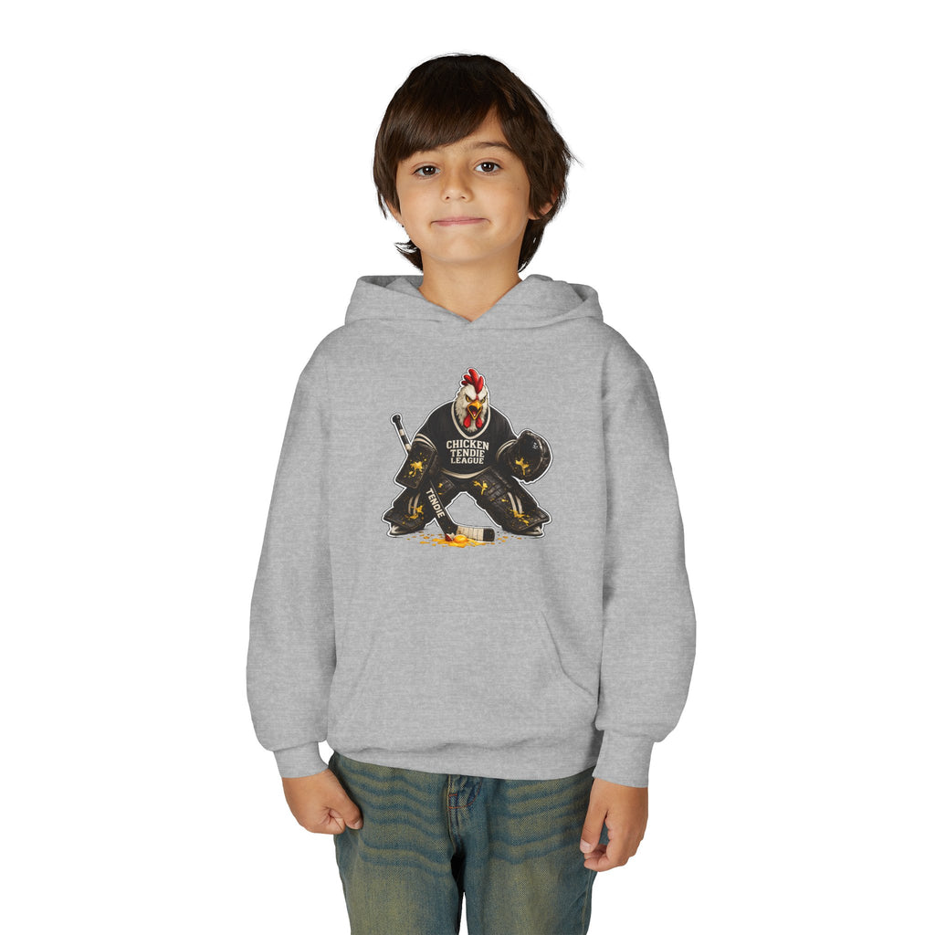 Chicken Tendie League Youth Hockey Goalie T-Shirt | Funny Youth Hockey Shirt