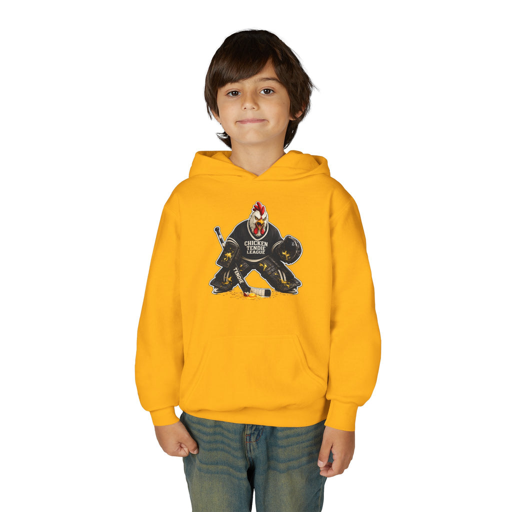 Chicken Tendie League Youth Hockey Goalie T-Shirt | Funny Youth Hockey Shirt