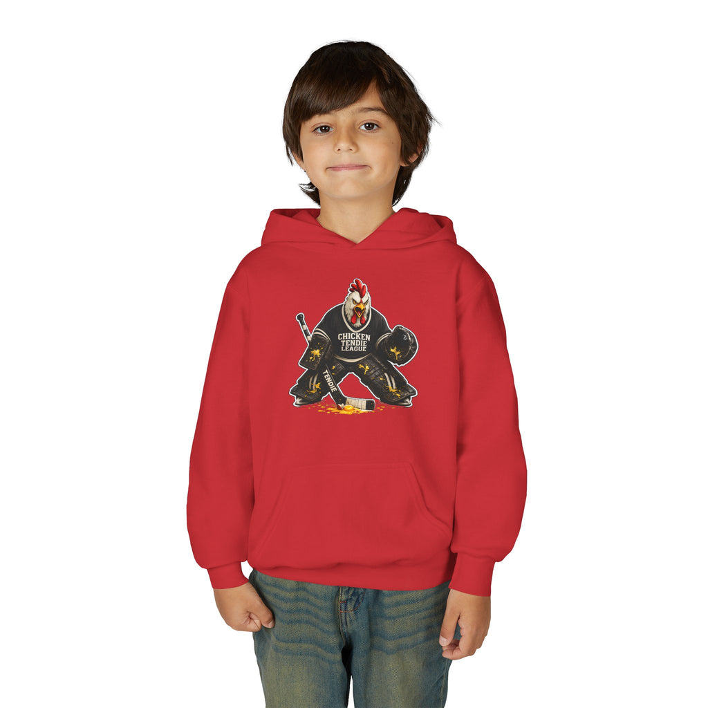 Chicken Tendie League Youth Hockey Goalie T-Shirt | Funny Youth Hockey Shirt