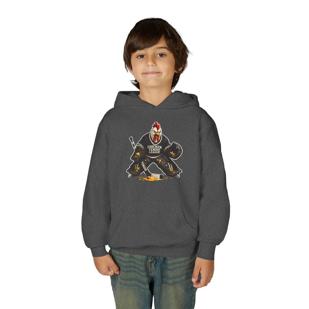Chicken Tendie League Youth Hockey Goalie T-Shirt | Funny Youth Hockey Shirt