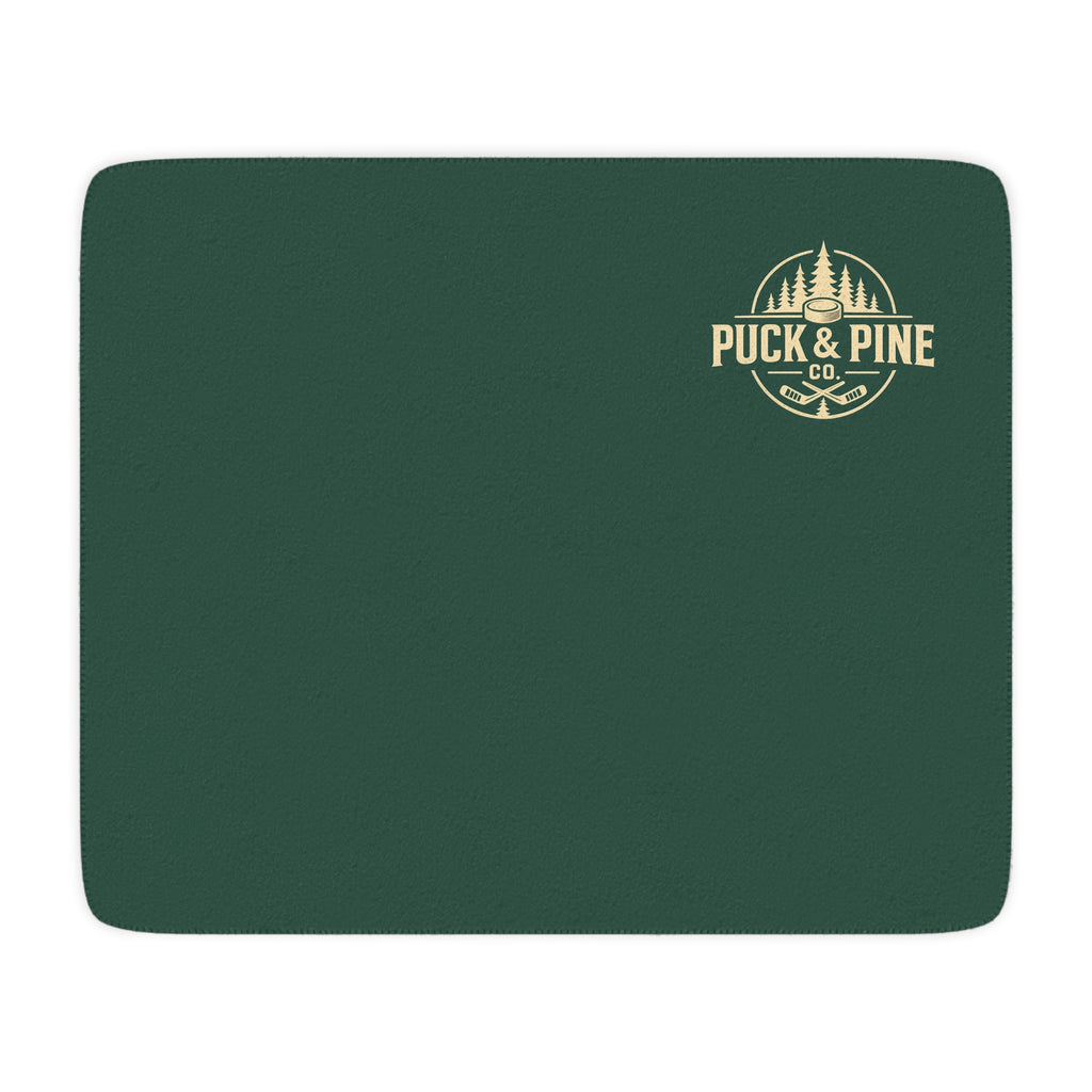 Puck & Pine Co. Sherpa Fleece Blanket – Hockey & Northwoods Throw