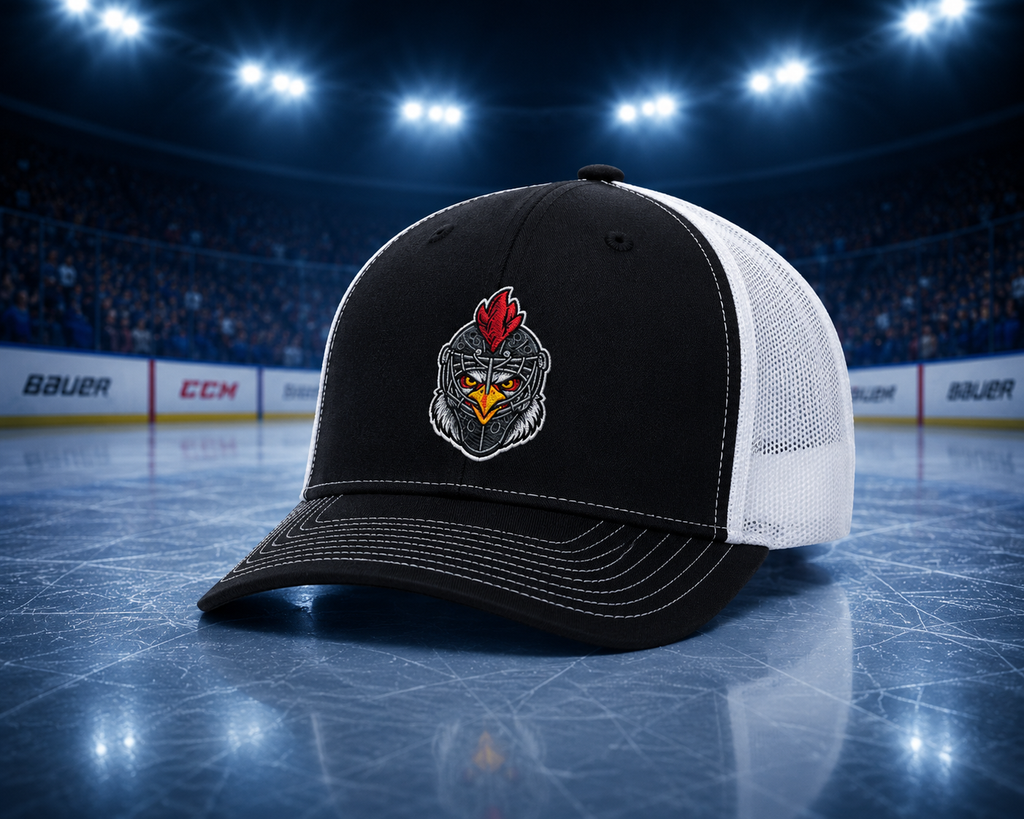Chicken Tendie League Patch Trucker Cap — Embroidered Hockey Snapback Hat